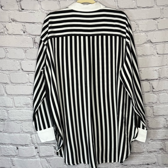 KARL LAGERFELD PARIS High Low Striped Button Down Shirt XL - Picture 6 of 10